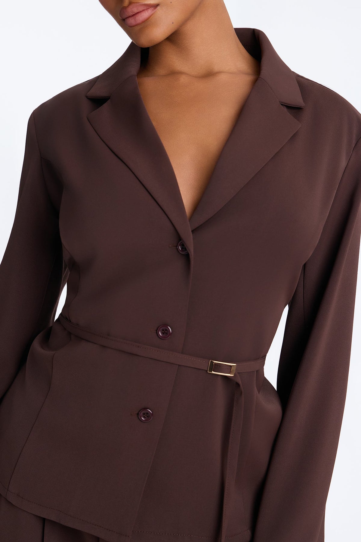 Bailey Belted Pant Set - Brown