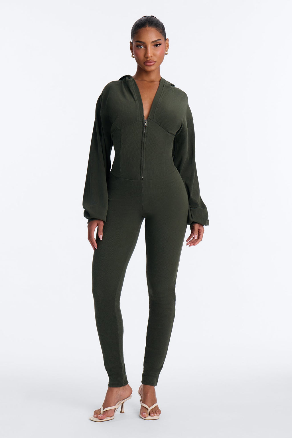 It Girl Errand Day Ribbed Jumpsuit - Olive