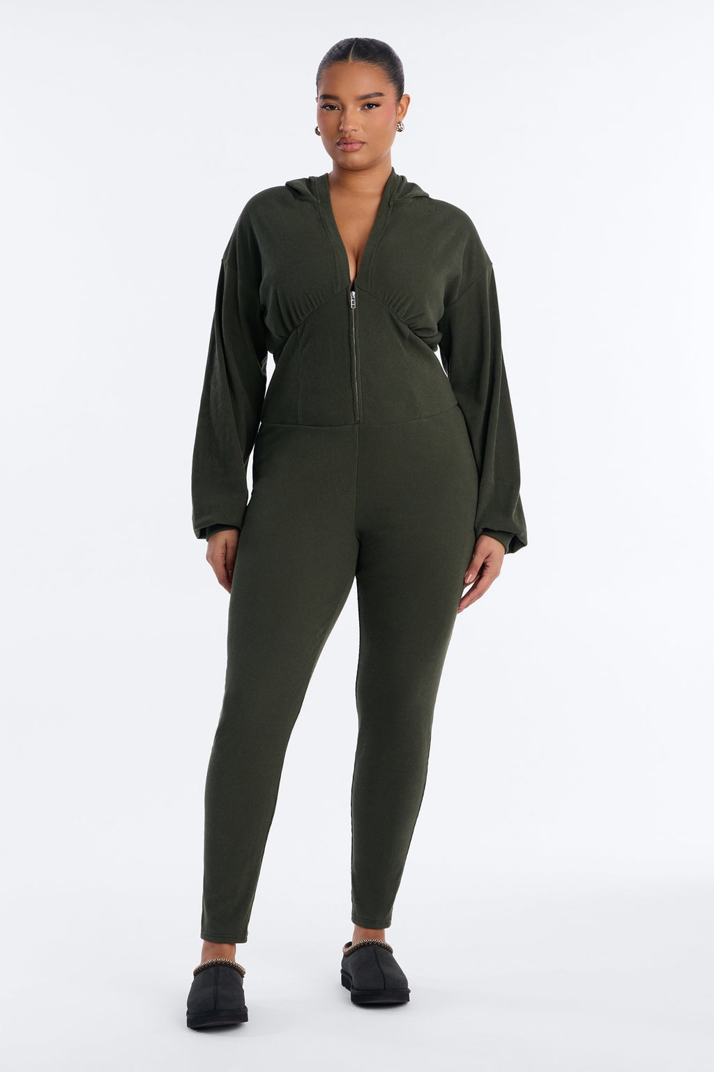 It Girl Errand Day Ribbed Jumpsuit - Olive