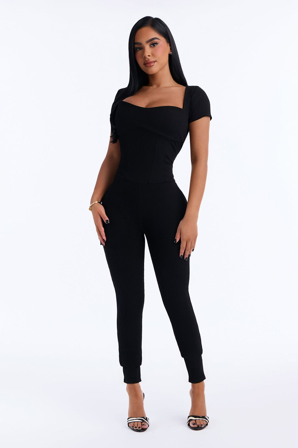 Lena Snatched Skinny Leg Jumpsuit - Black