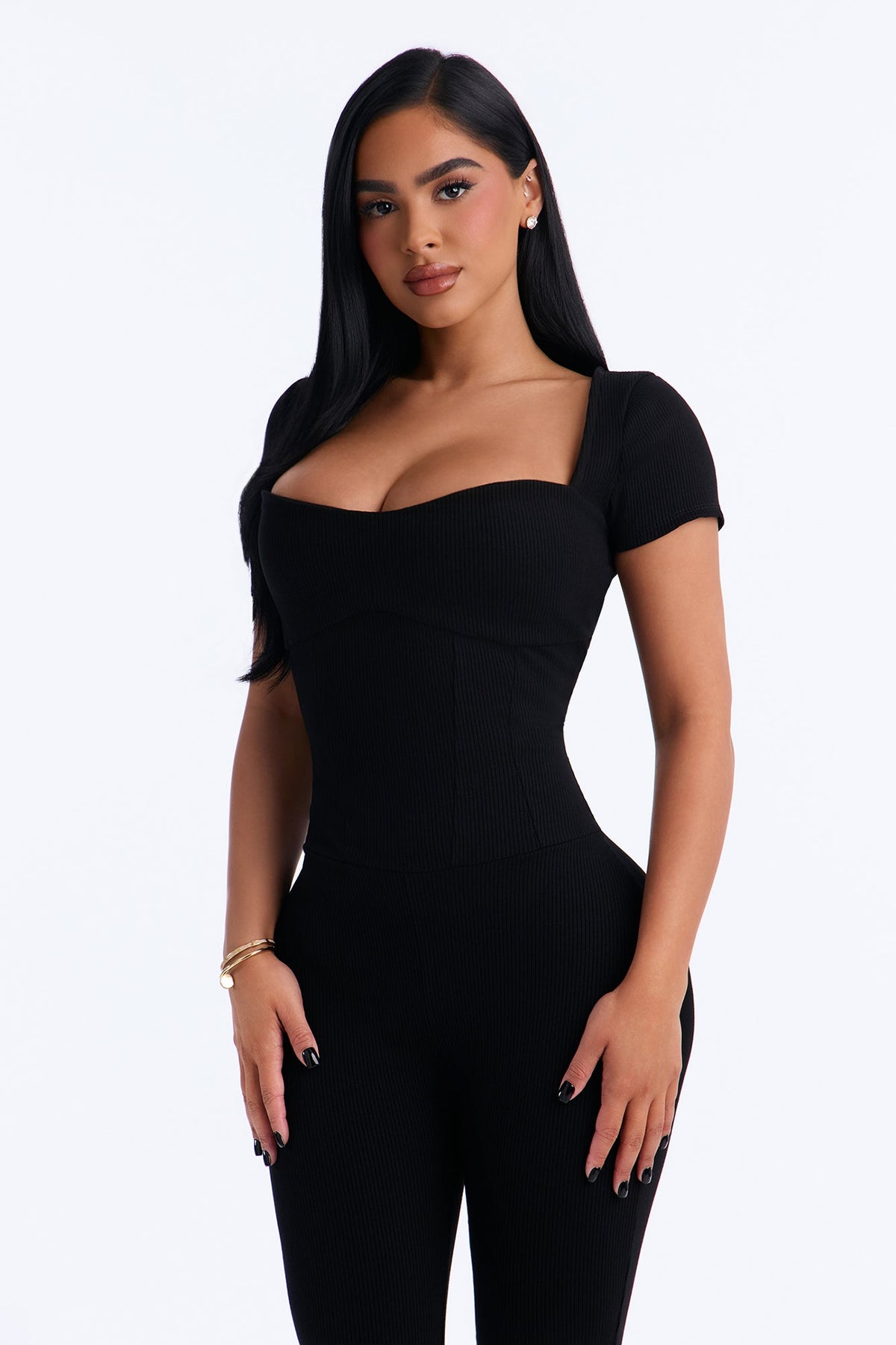 Lena Snatched Skinny Leg Jumpsuit - Black