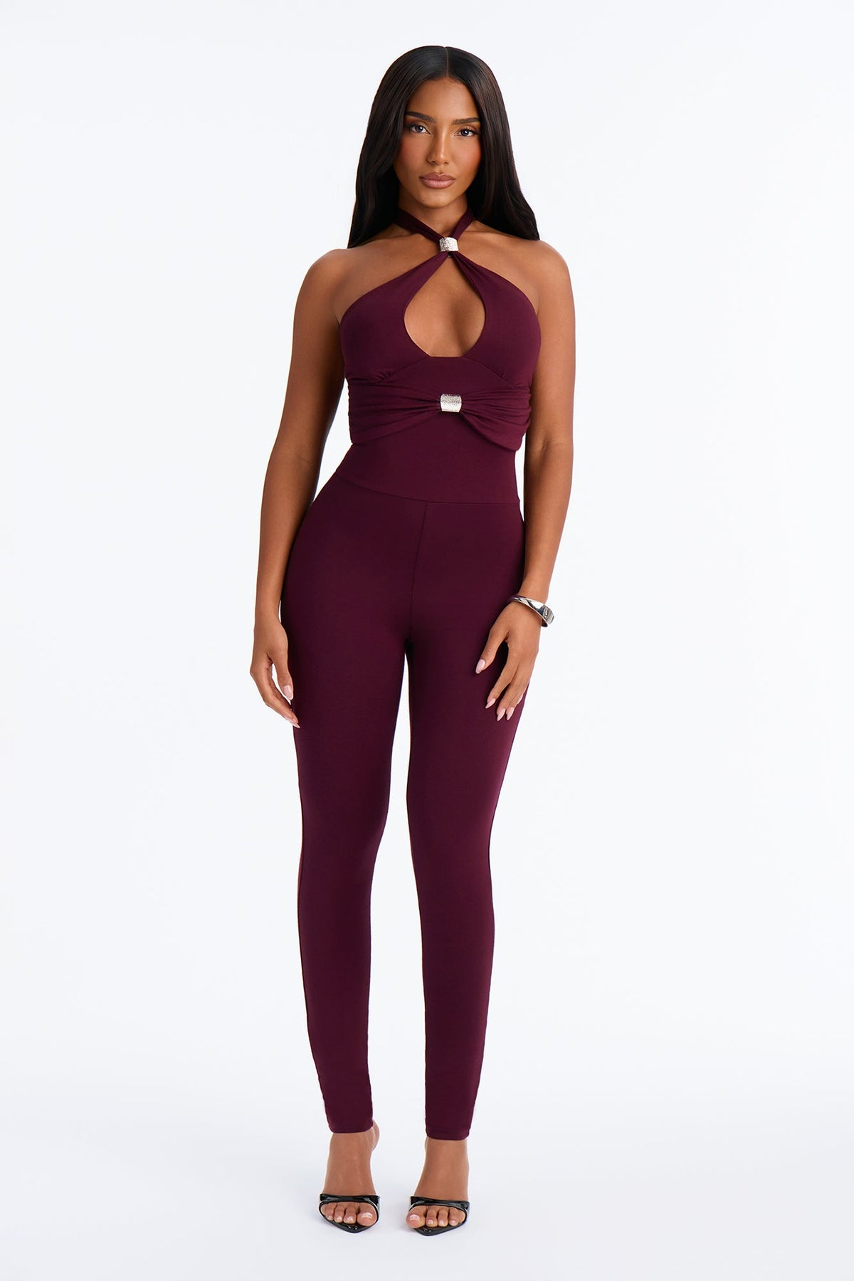 Stolen Spotlight Skinny Leg Jumpsuit - Wine