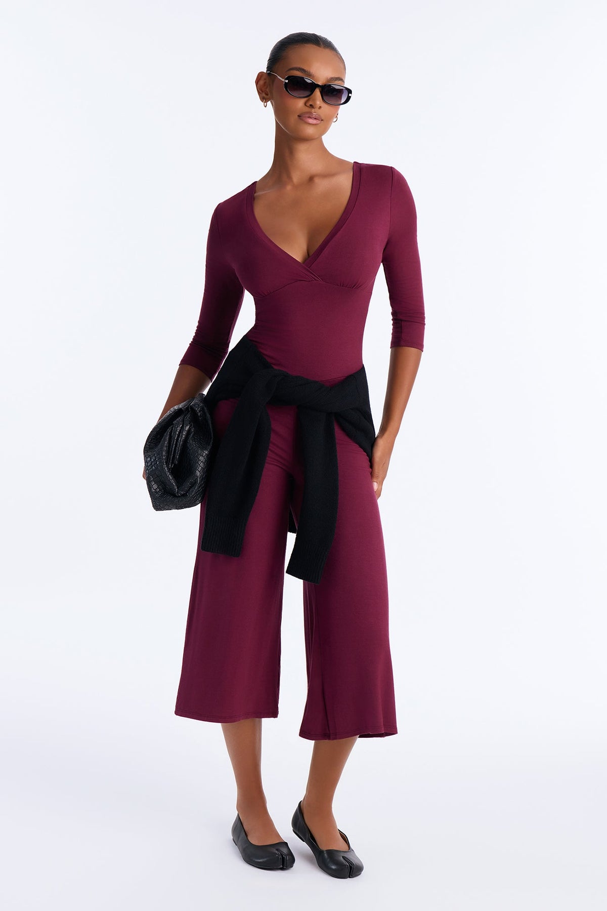 Wrapped Up In You Gaucho Pant Jumpsuit - Plum