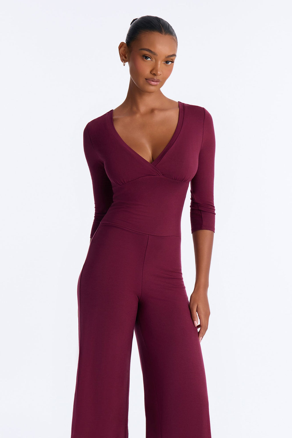 Wrapped Up In You Gaucho Pant Jumpsuit - Plum