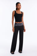 Nicole Camo Foldover Straight Leg Pant - Dark/Combo