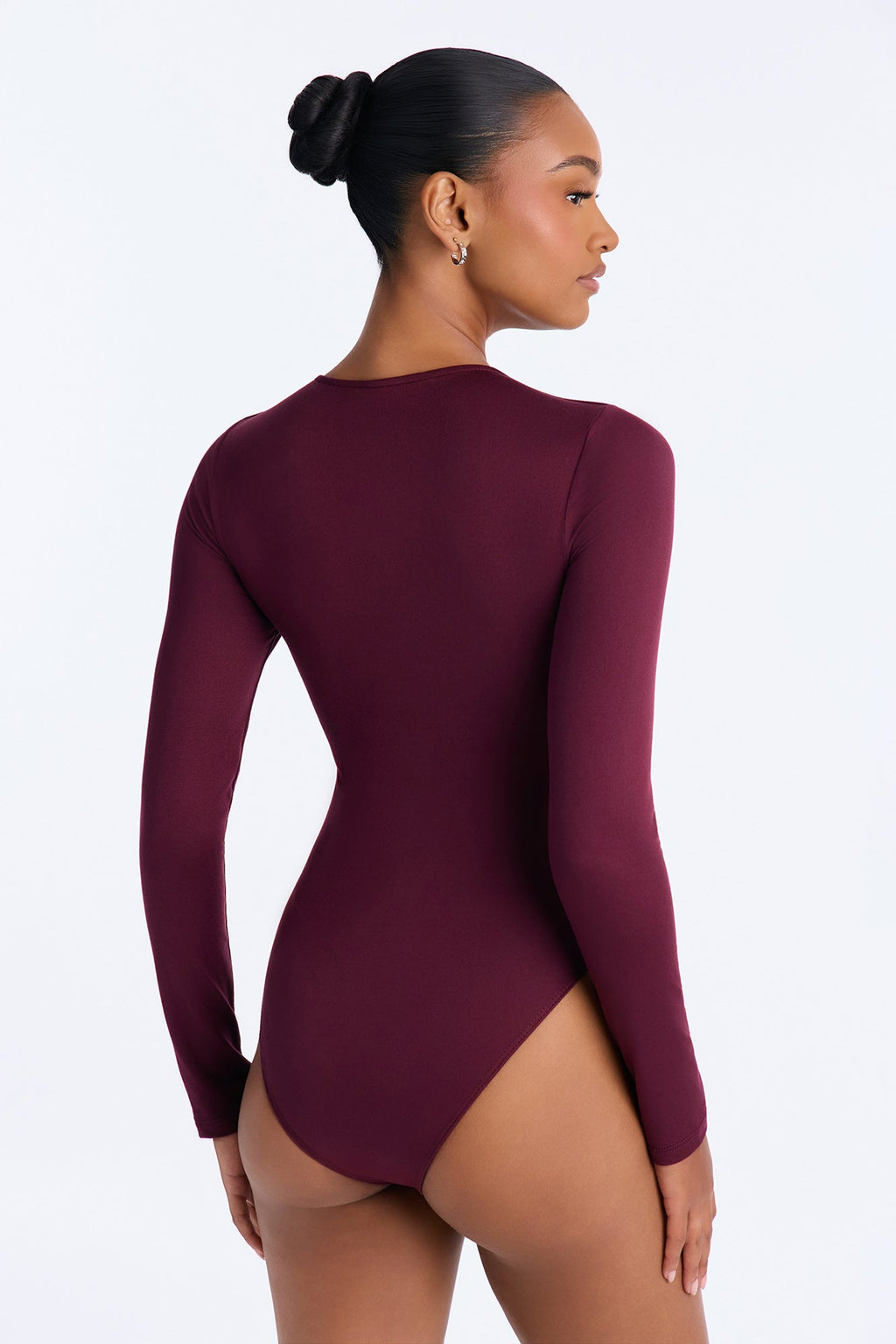 Everyday Double Layered Crew Neck Bodysuit - DarkRed