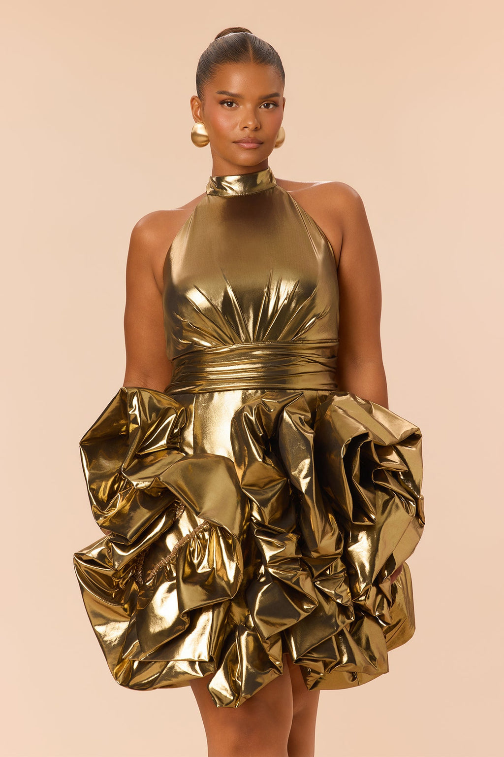 Night To Remember Metallic Mini Dress - Gold
