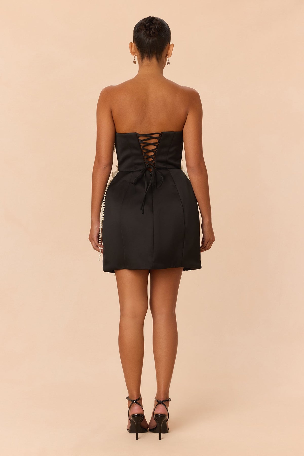 Devoted To You Pearl Mini Dress - Black/White