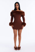 So Purrfect Sweater Mini Dress - Chocolate