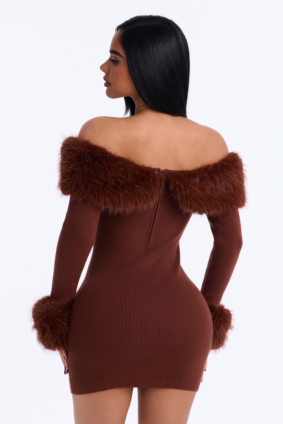 So Purrfect Sweater Mini Dress - Chocolate