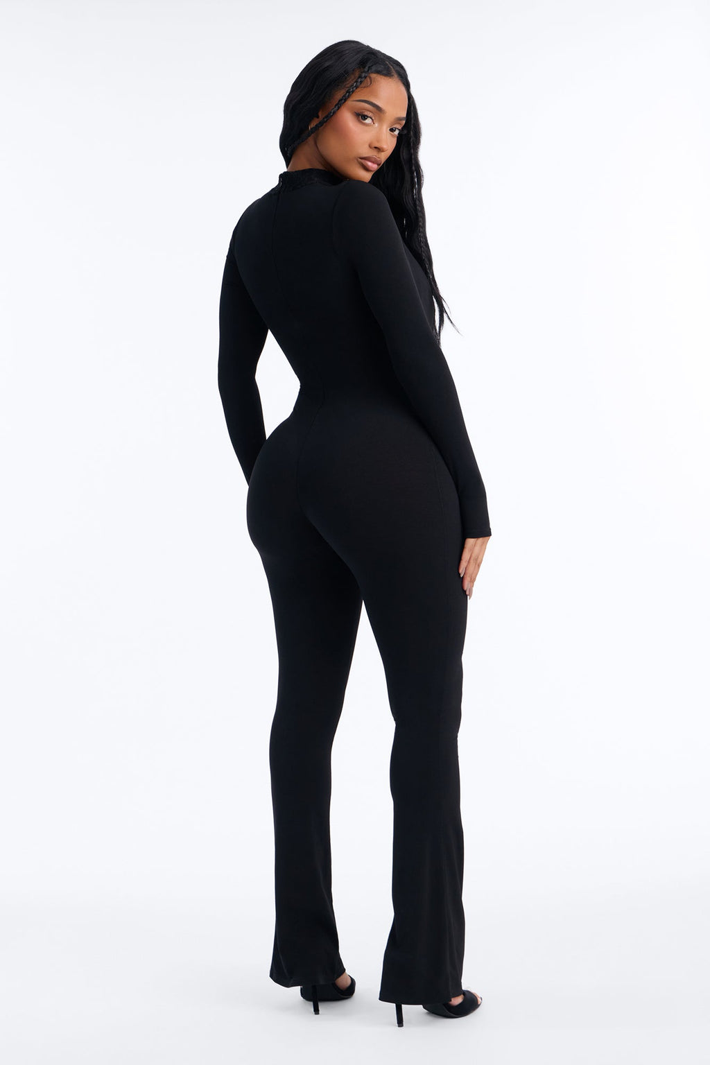 Dinner For Two Lace Trim Straight Leg Jumpsuit - Black