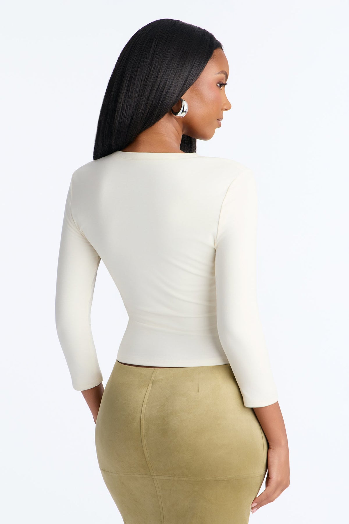 Minimal Micro Ribbed Cardigan - Ivory
