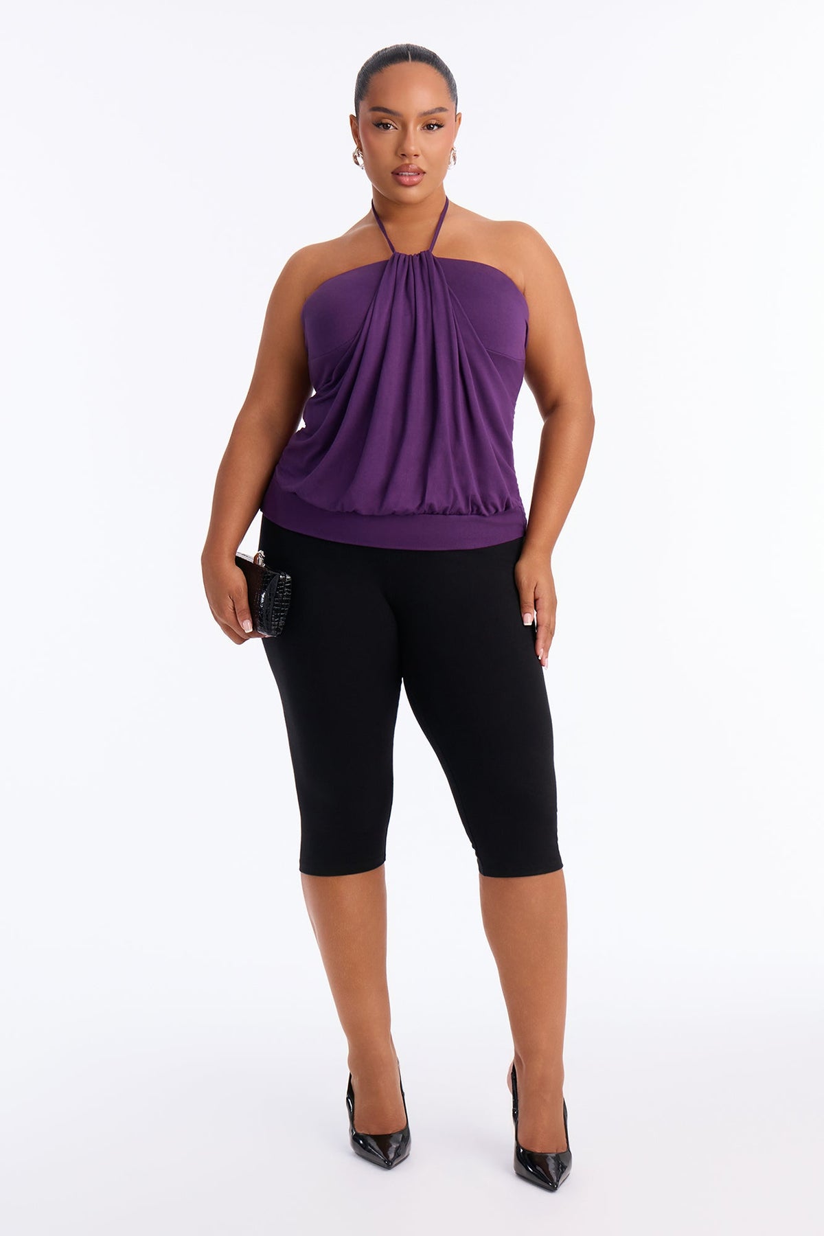 Hot Like Me Draped Halter Top - Plum