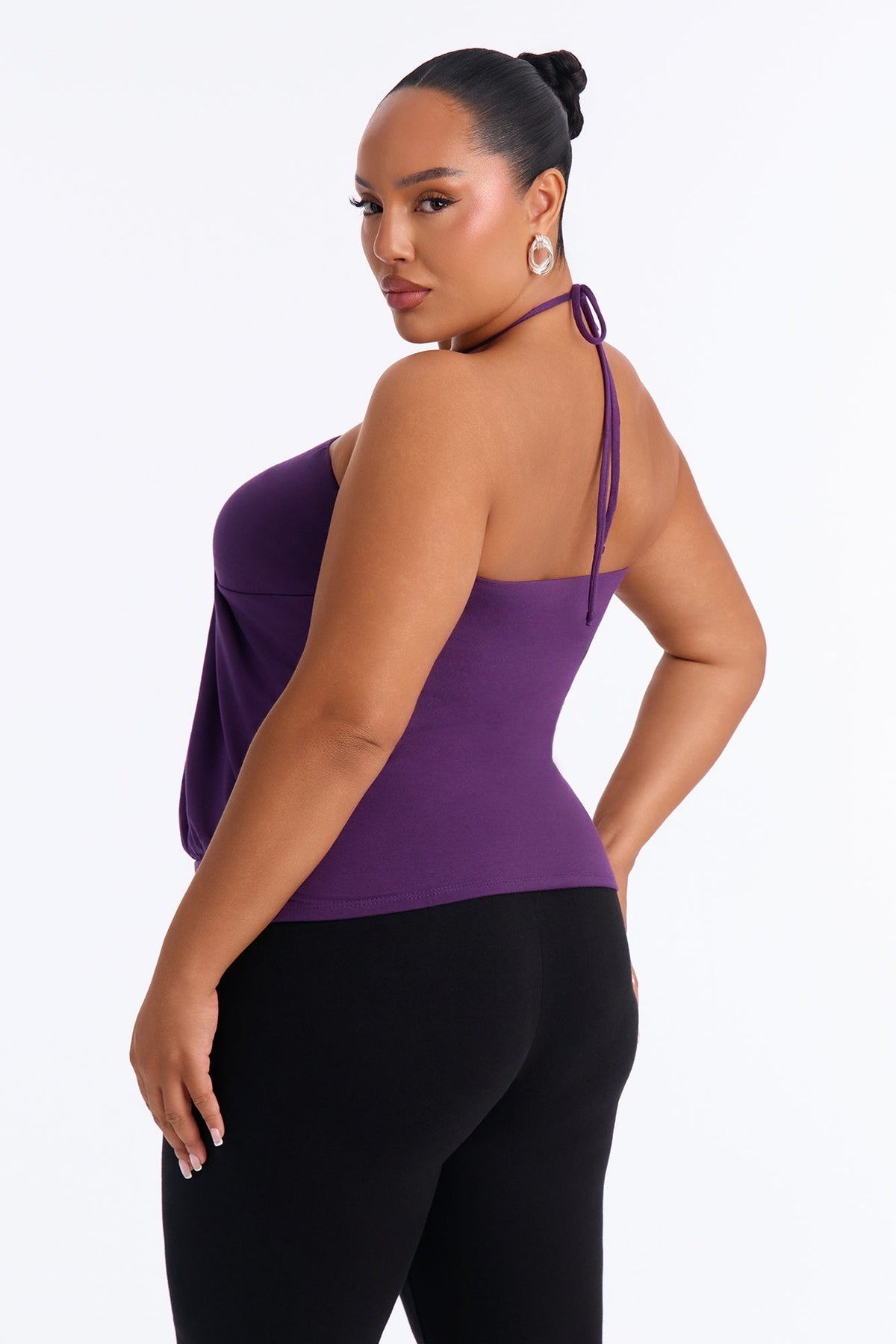 Hot Like Me Draped Halter Top - Plum