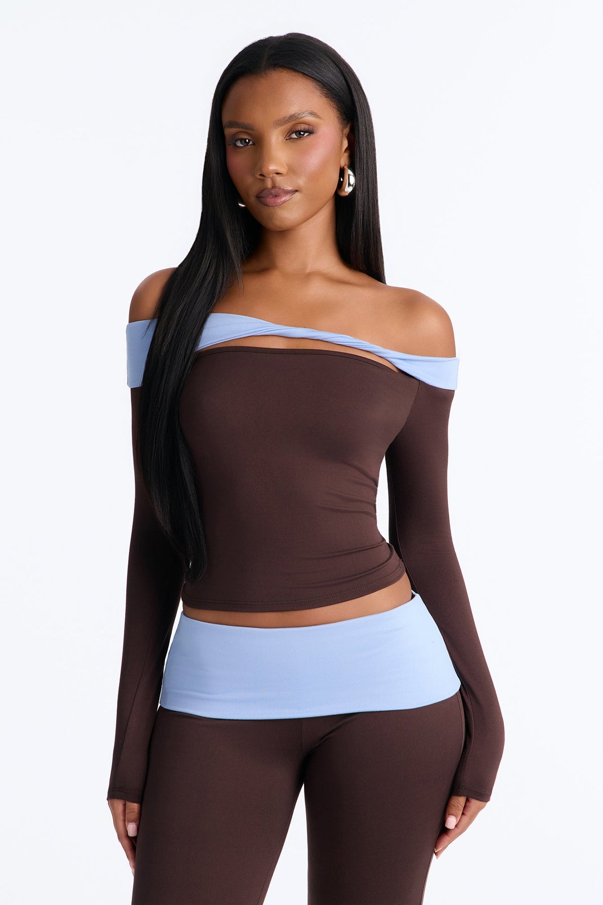 Twisted Truth Foldover Pant Set - Brown/combo