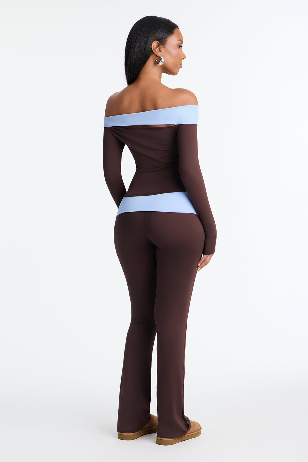 Twisted Truth Foldover Pant Set - Brown/combo