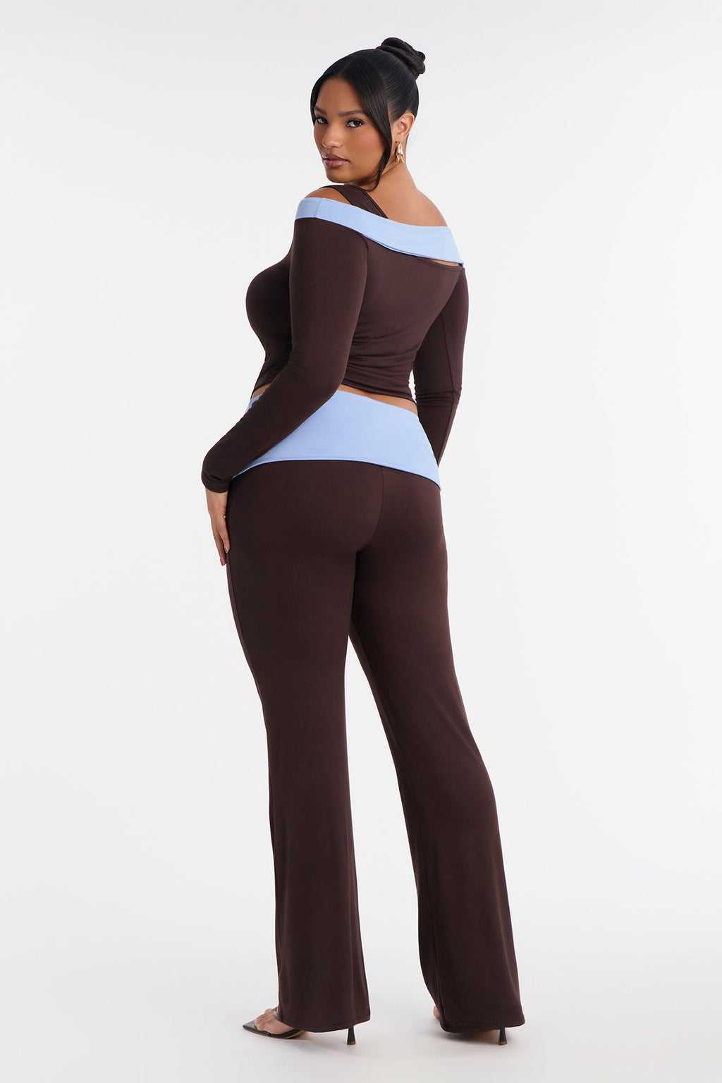 Twisted Truth Foldover Pant Set - Brown/combo