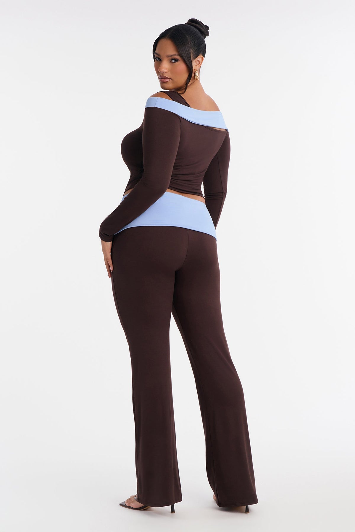 Twisted Truth Foldover Pant Set - Brown/combo