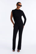 Sasha Draped One Shoulder Pant Set - Black