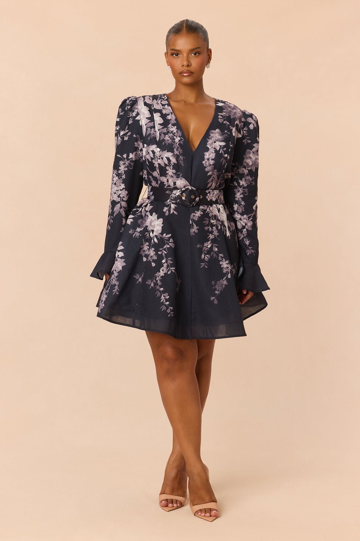 Maribella Long Sleeve Mini Dress - Black/combo
