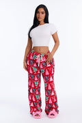 Around The Tree Plush PJ Pants - Red/combo