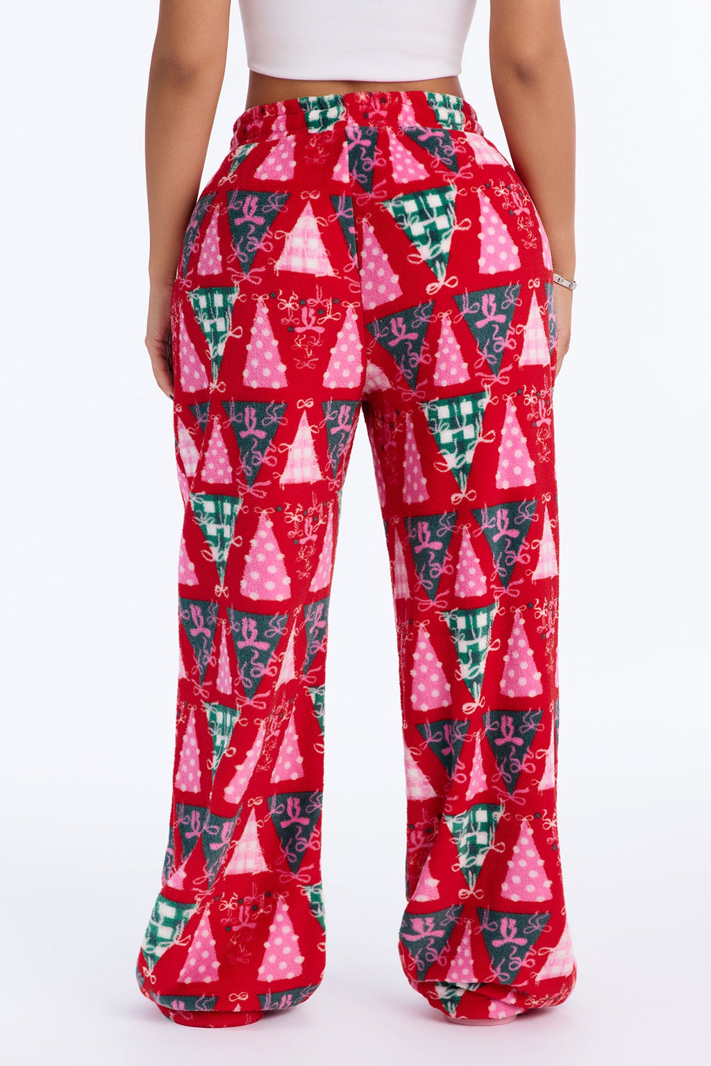 Around The Tree Plush PJ Pants - Red/combo