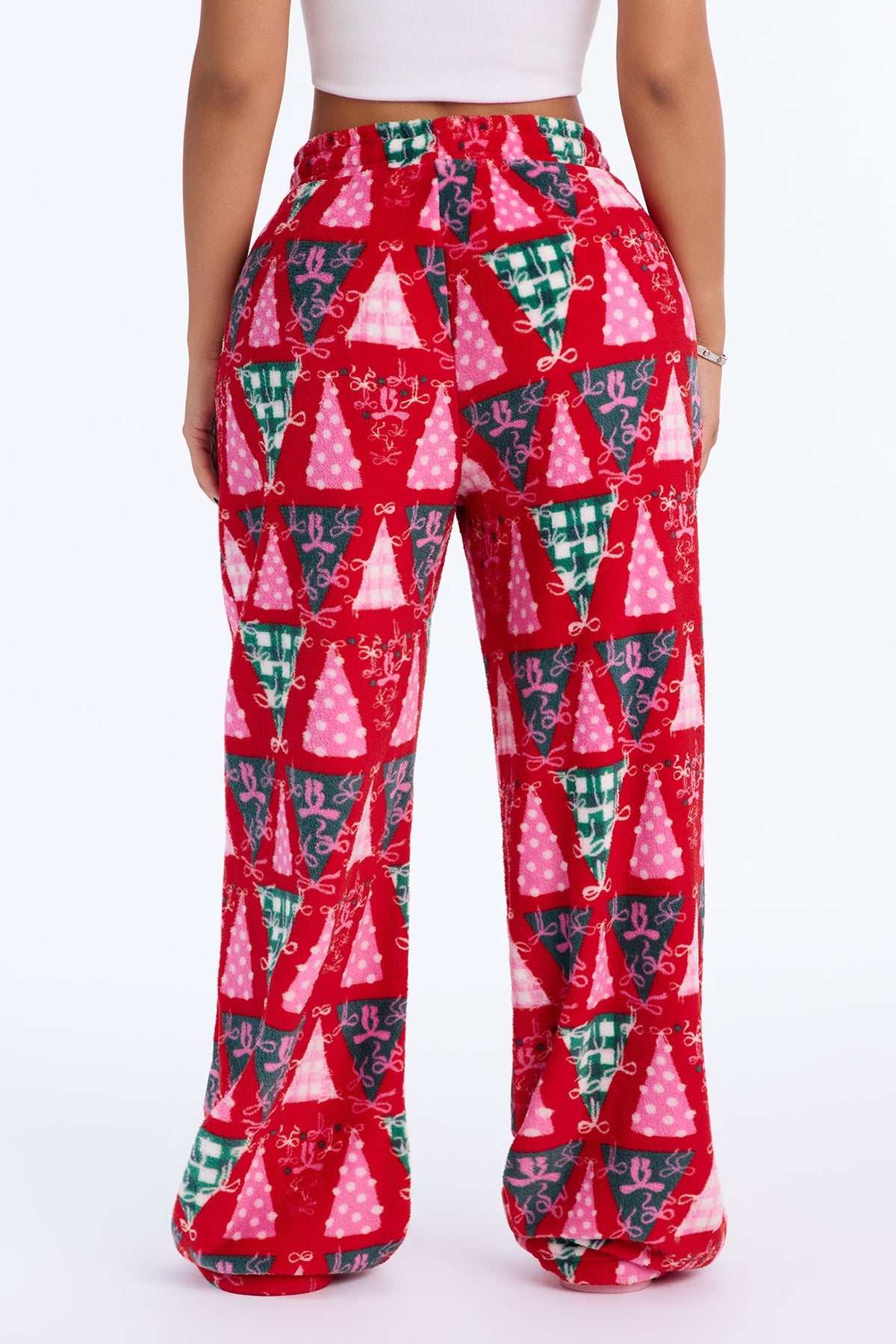 Around The Tree Plush PJ Pants - Red/combo