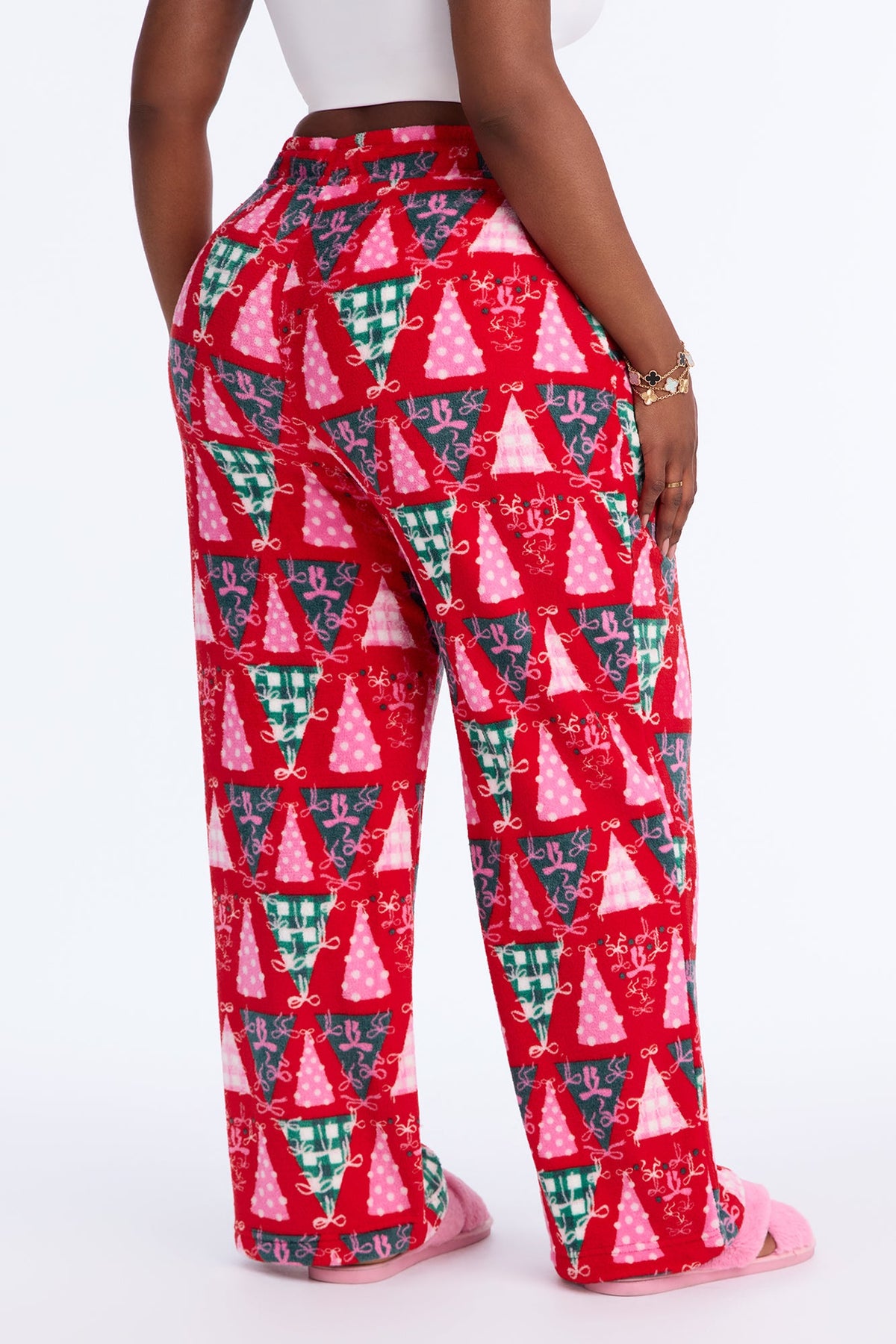 Around The Tree Plush PJ Pants - Red/combo