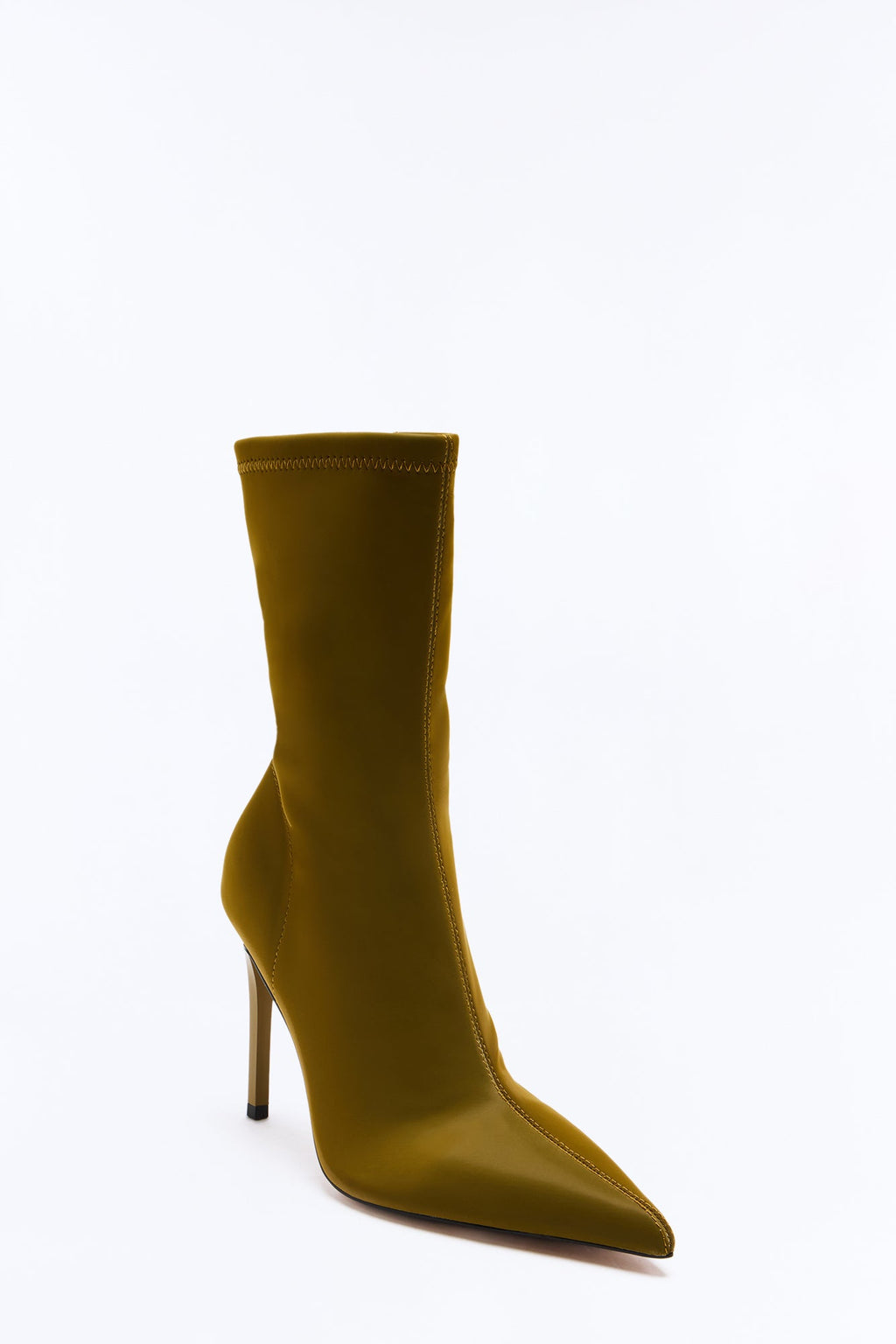 Steve Madden Mackena Satin Heeled Booties - Olive