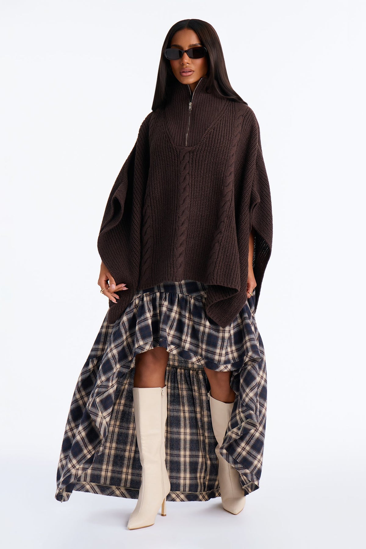 Getting Warmer Oversized Poncho Sweater - Brown