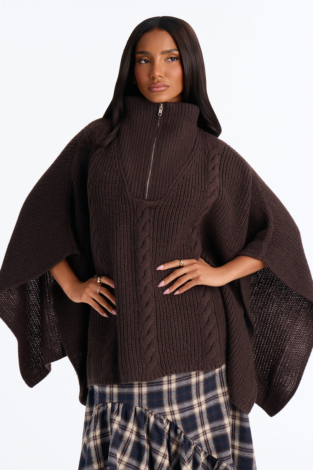 Getting Warmer Oversized Poncho Sweater - Brown