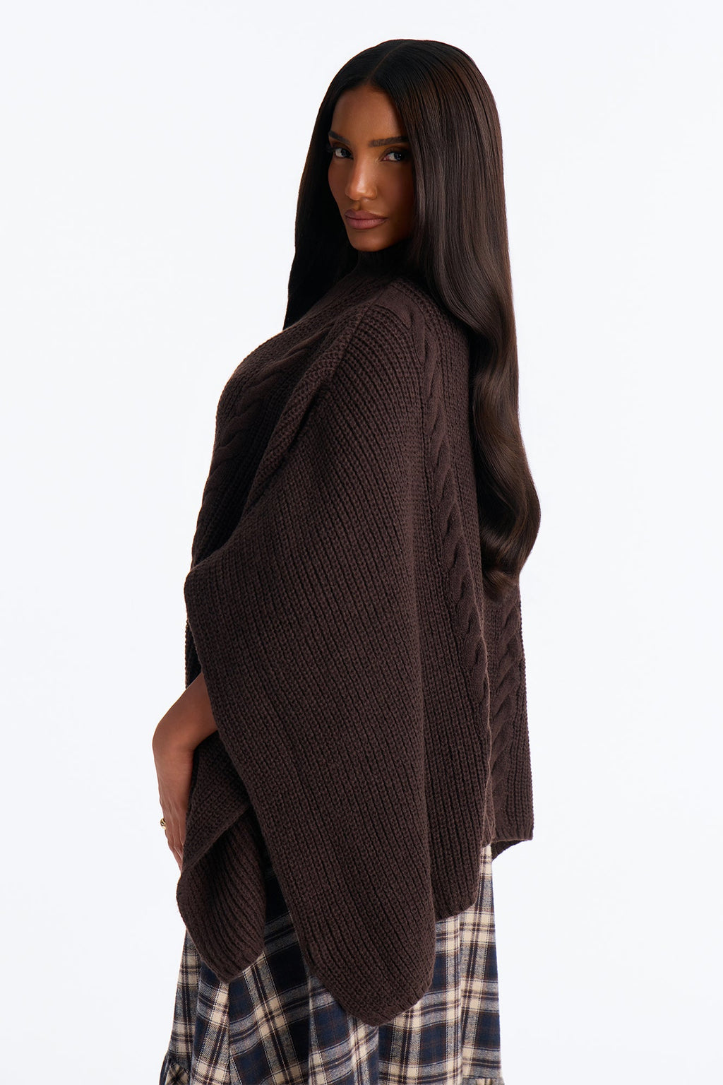 Getting Warmer Oversized Poncho Sweater - Brown