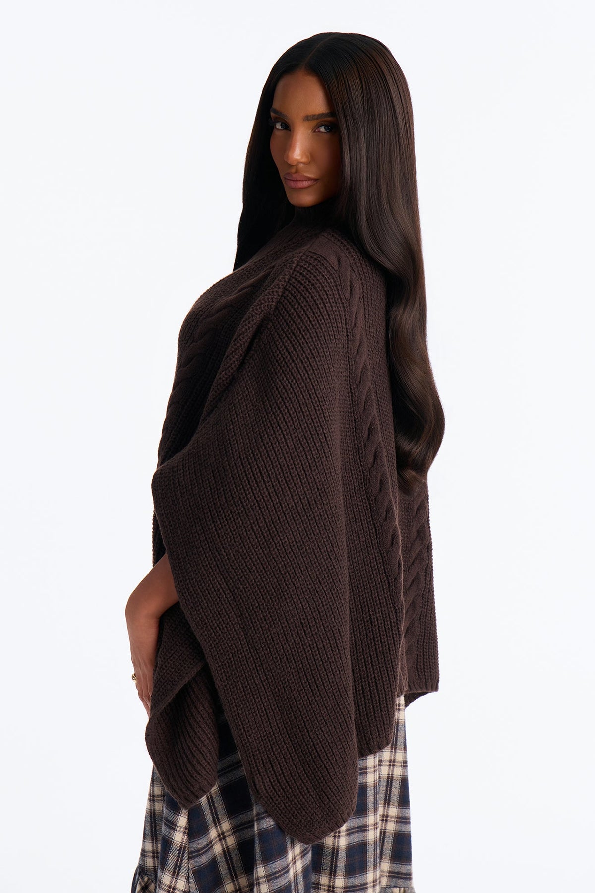 Getting Warmer Oversized Poncho Sweater - Brown