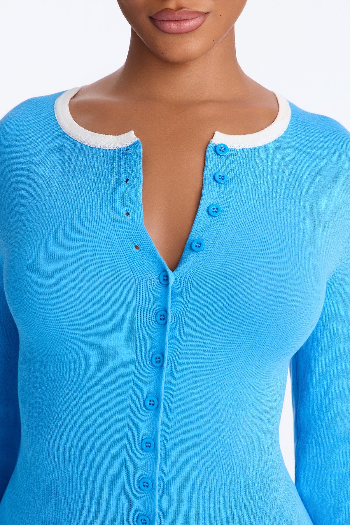 Josie Button Up Sweater Mini Dress - Blue/combo