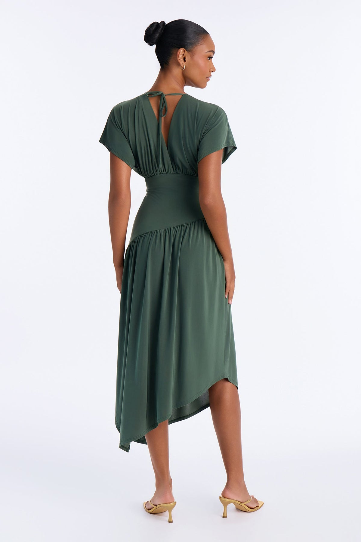 Complete Package Pleated High Slit Midi Dress - Olive