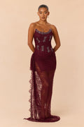 Sarah Lace Corset Gown - Plum