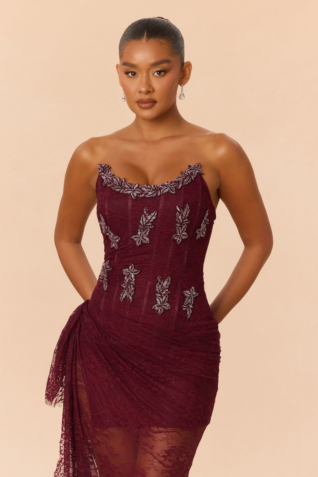 Sarah Lace Corset Gown - Plum