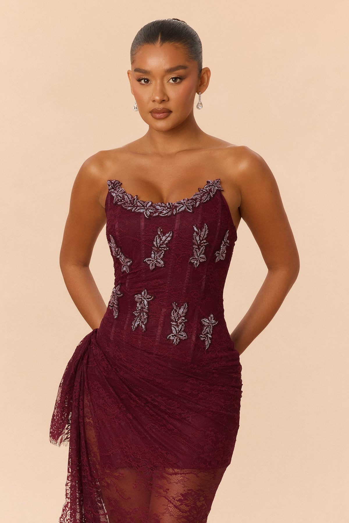 Sarah Lace Corset Gown - Plum