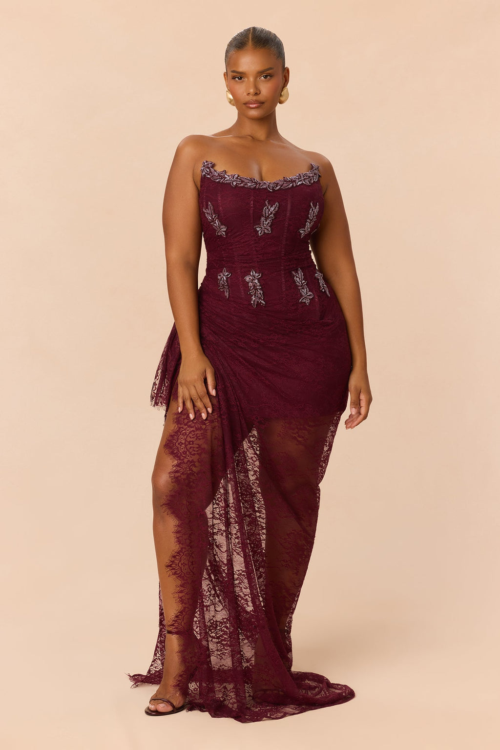 Sarah Lace Corset Gown - Plum