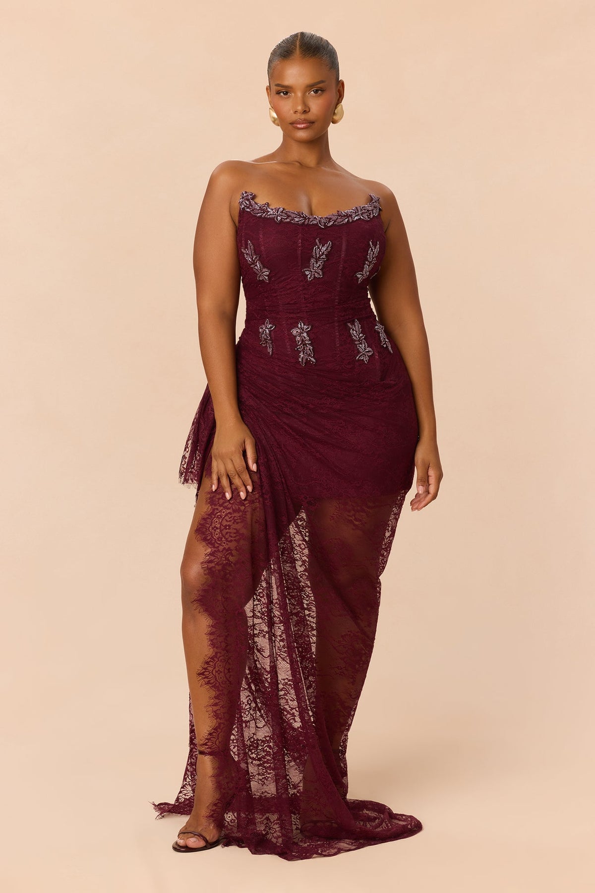 Sarah Lace Corset Gown - Plum