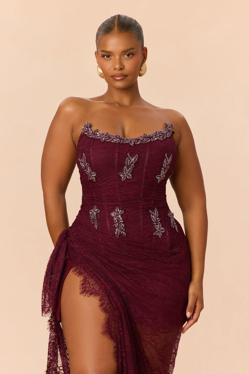 Sarah Lace Corset Gown - Plum
