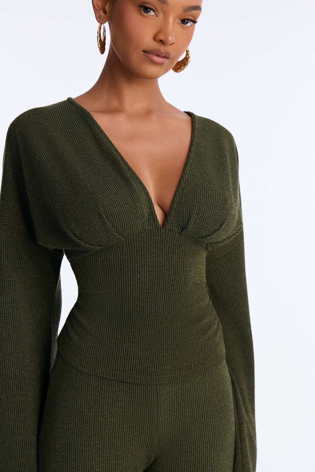Remy Ruched Wide Leg Pant Set - Olive