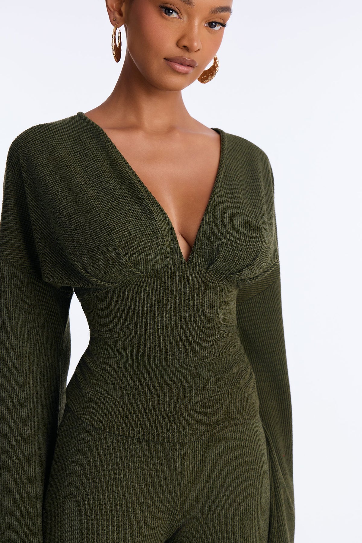 Remy Ruched Wide Leg Pant Set - Olive