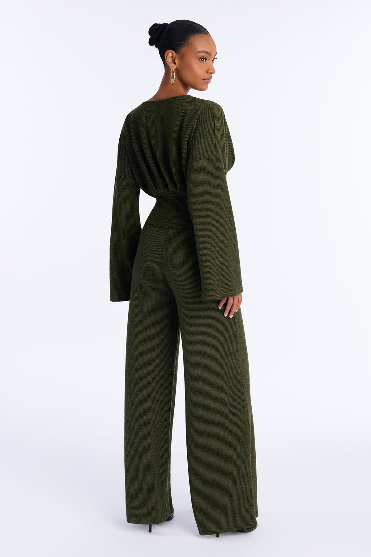 Remy Ruched Wide Leg Pant Set - Olive