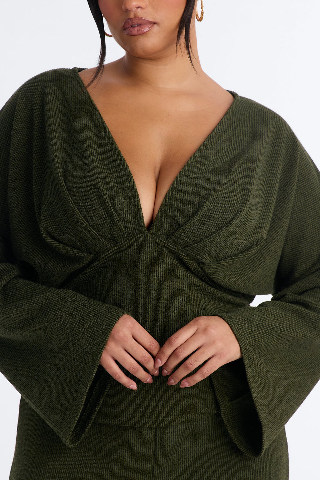 Remy Ruched Wide Leg Pant Set - Olive