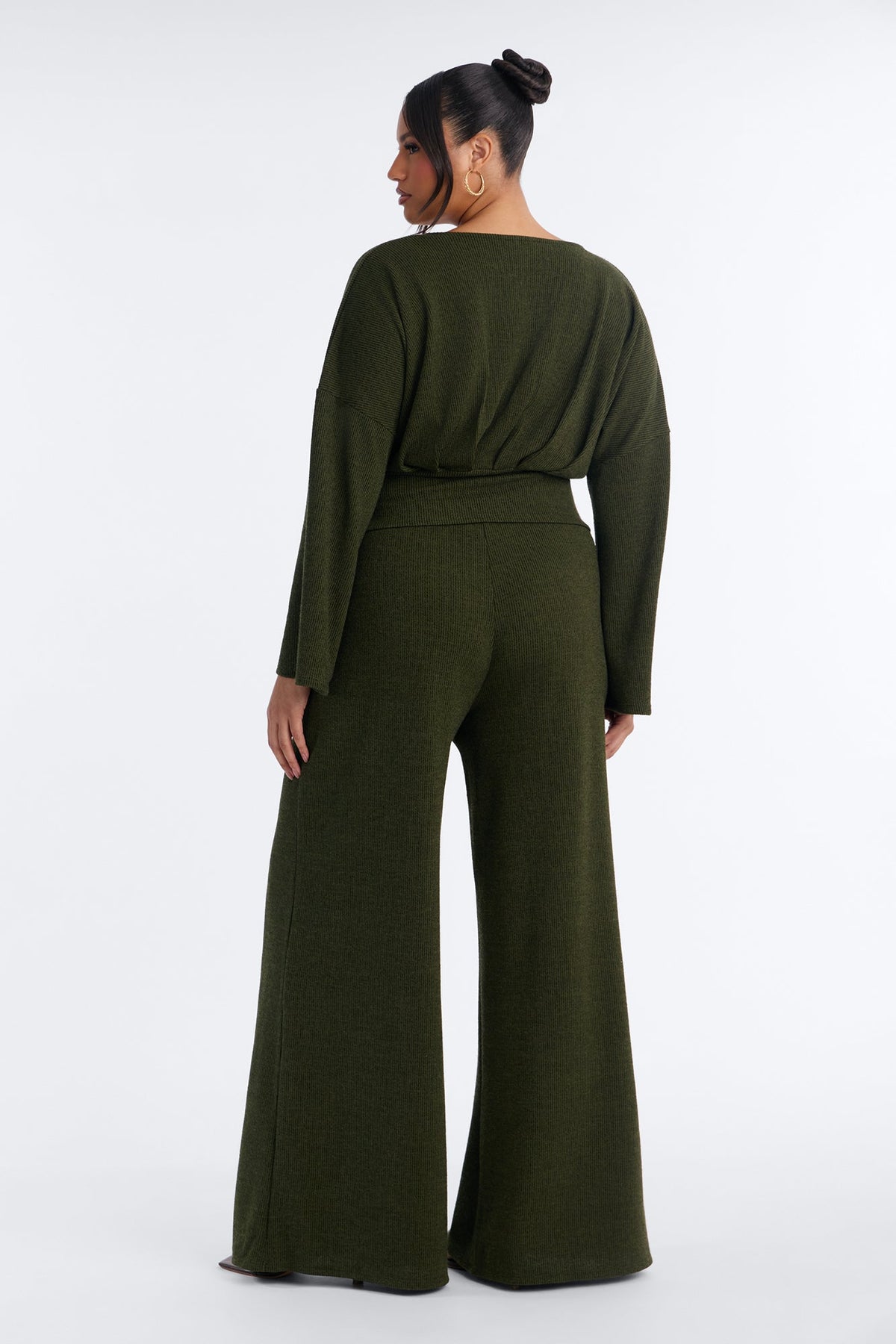 Remy Ruched Wide Leg Pant Set - Olive