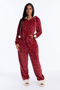 Ho Ho Ho Hooded Plush Onesie - Red
