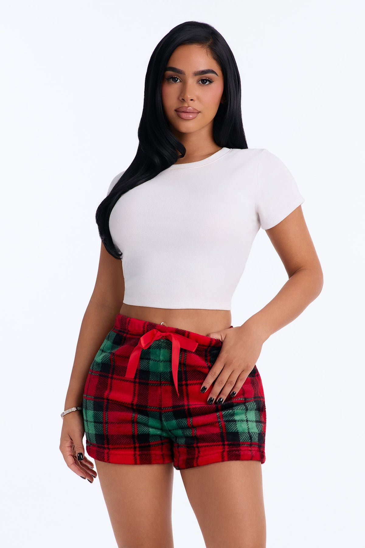 Yuletide Plaid PJ Short - Green/combo
