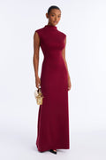 Blaire Mock Neck Maxi Dress - Burgundy