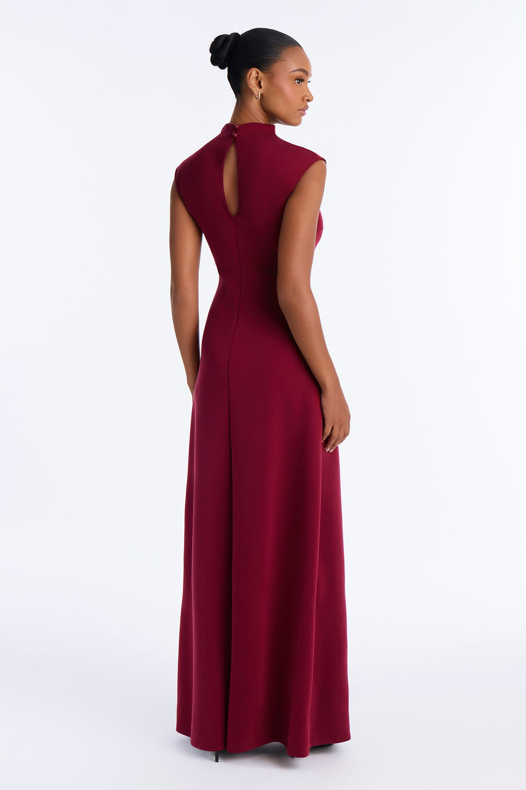 Blaire Mock Neck Maxi Dress - Burgundy